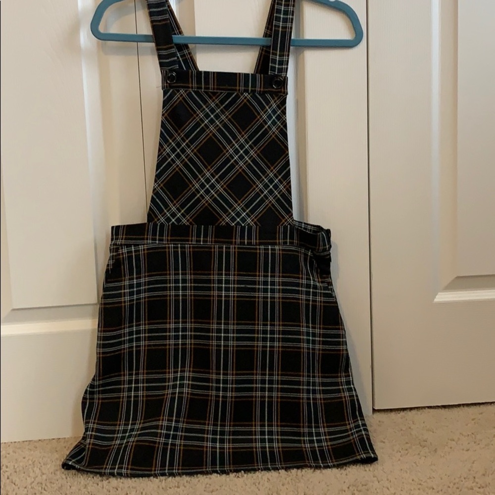 Plaid overall dress | m